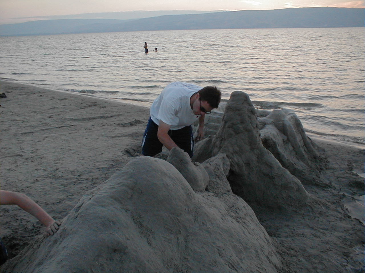 Aaron working on castle.JPG